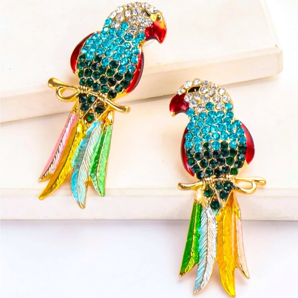 Cubic Zirconia Parrot Earrings
